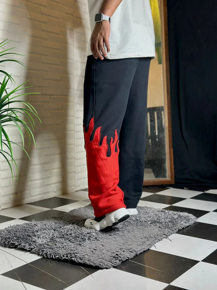 Red Flame Wide-Legged Cotton Pant – Thread Shade