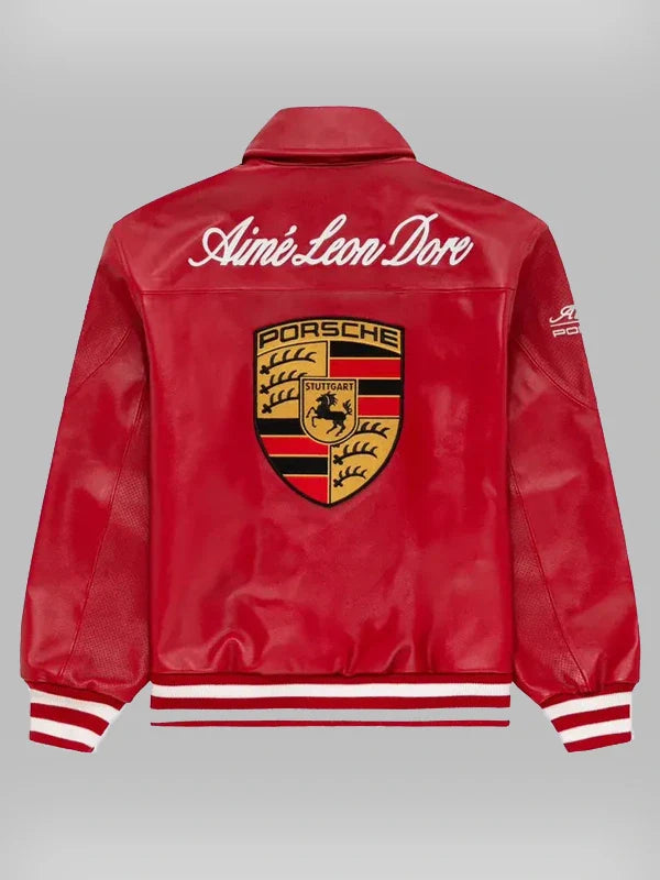Red Porsche Leather Jacket - Vintage Racing Unisex