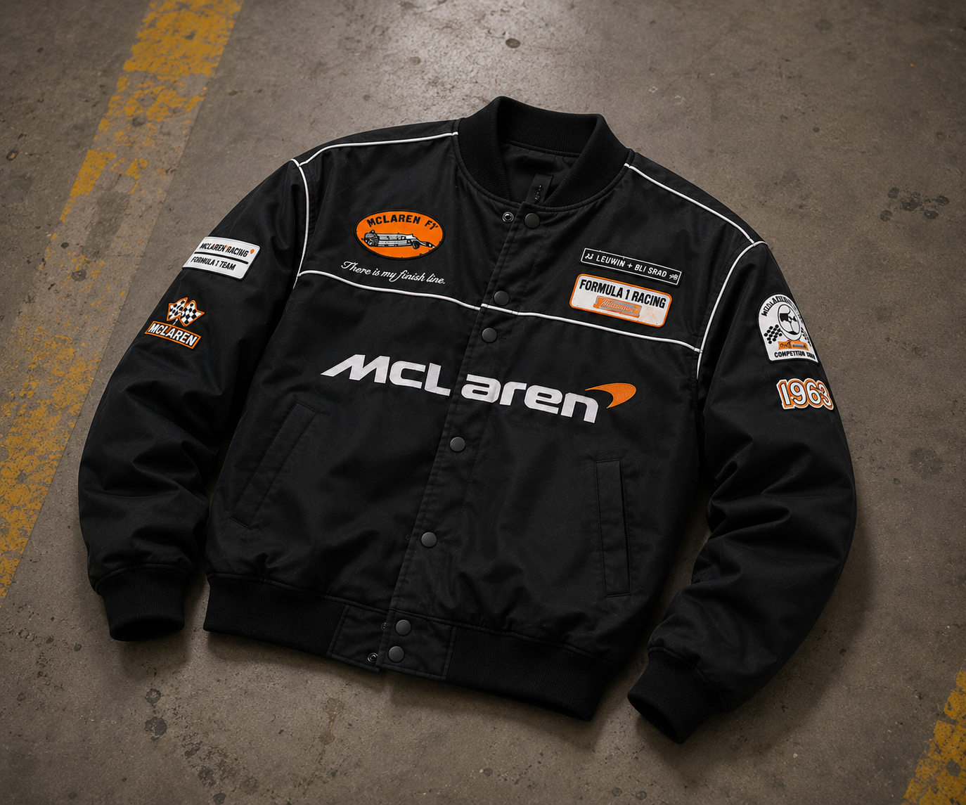 McLaren Racing Jacket for Men Black Formula 1 Motorsport Bomber Jacket