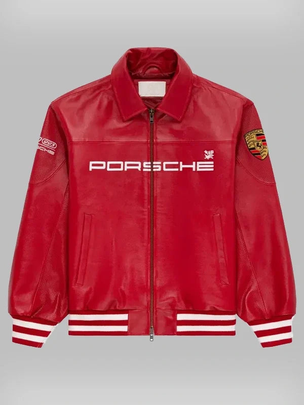 Red Porsche Leather Jacket - Vintage Racing Unisex