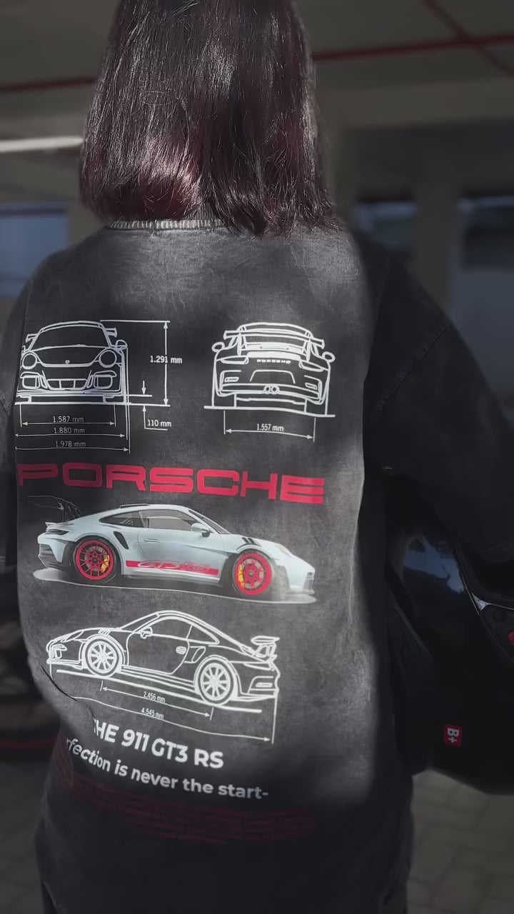 OVERSIZED PORSCHE 911 ACID WASH T-SHIRT | THREADSAHDE